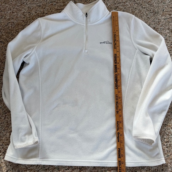 White Eddie Bauer fleece quarter-zip pullover - Picture 1 of 5